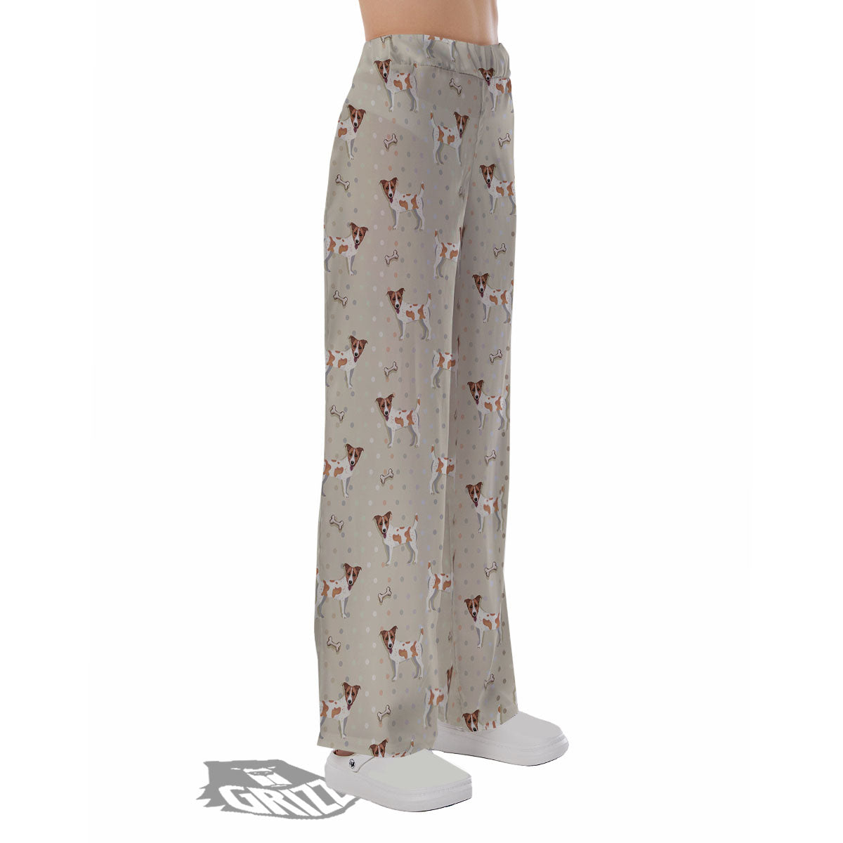 Jack Russell Terrier Polka Dot Print Pattern Pajama Pants-grizzshop