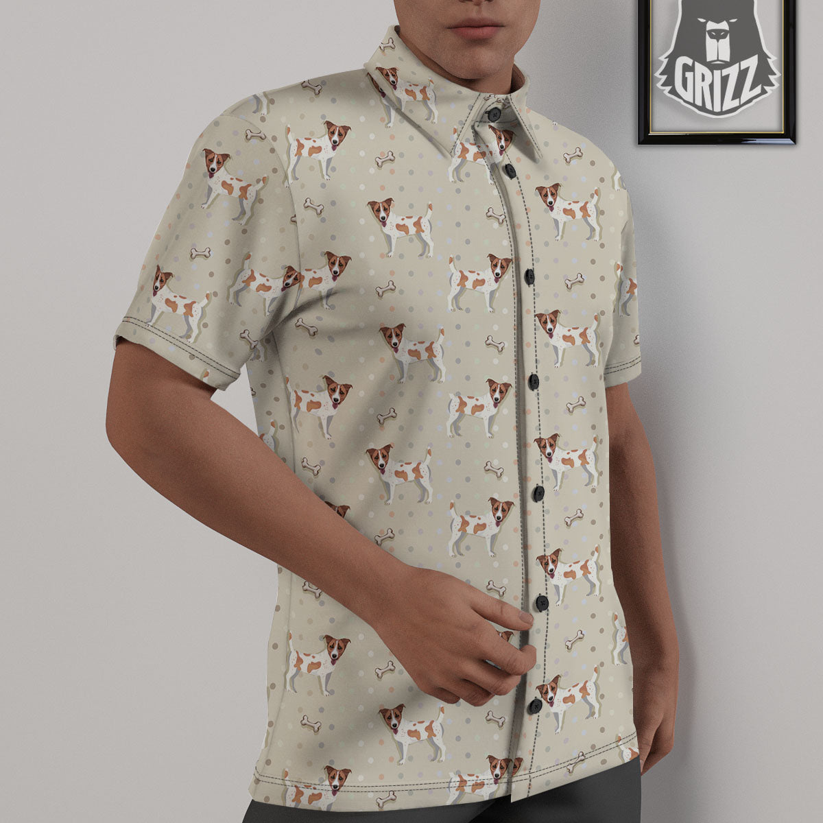 Jack Russell Terrier Polka Dot Print Pattern Untucked Shirts-grizzshop