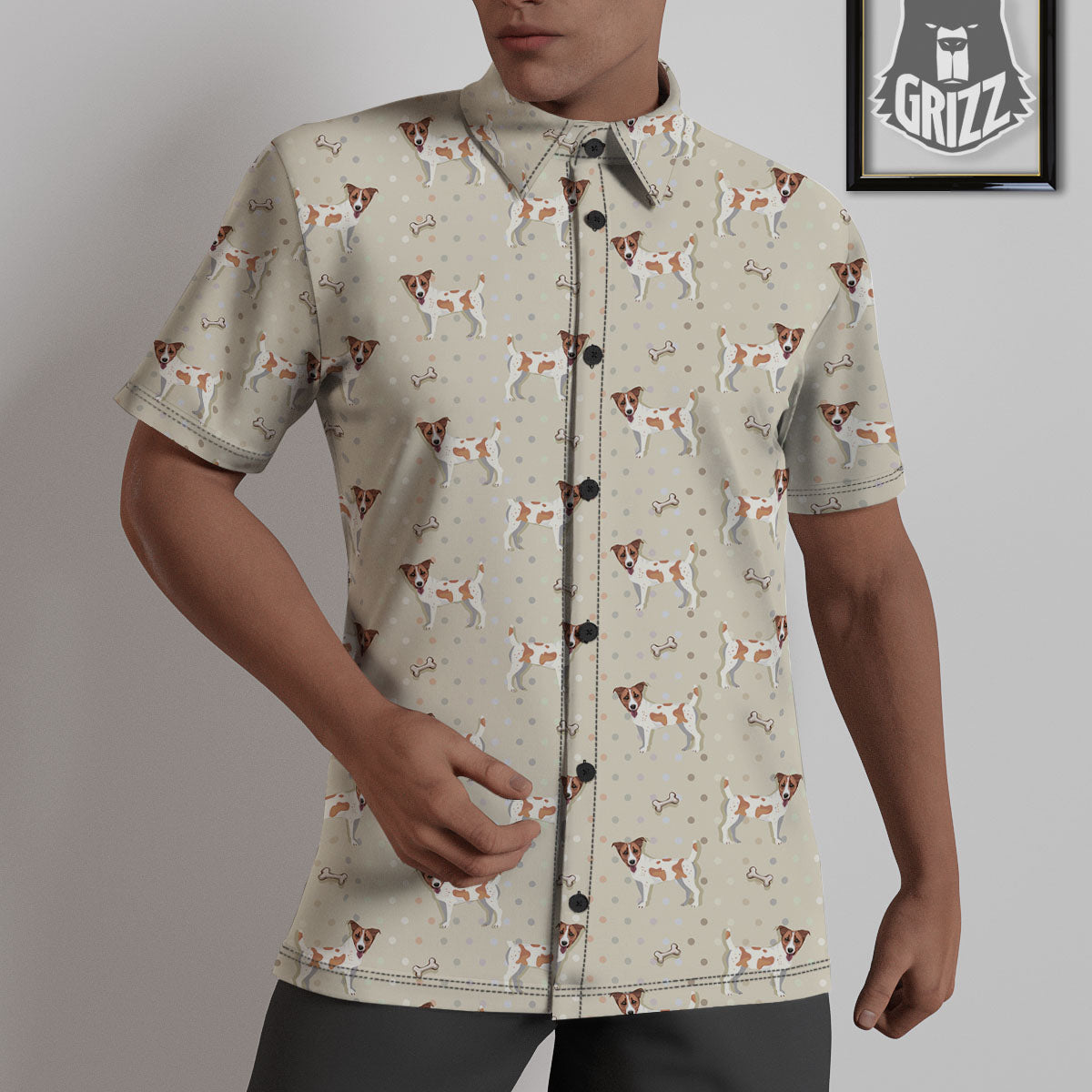 Jack Russell Terrier Polka Dot Print Pattern Untucked Shirts-grizzshop
