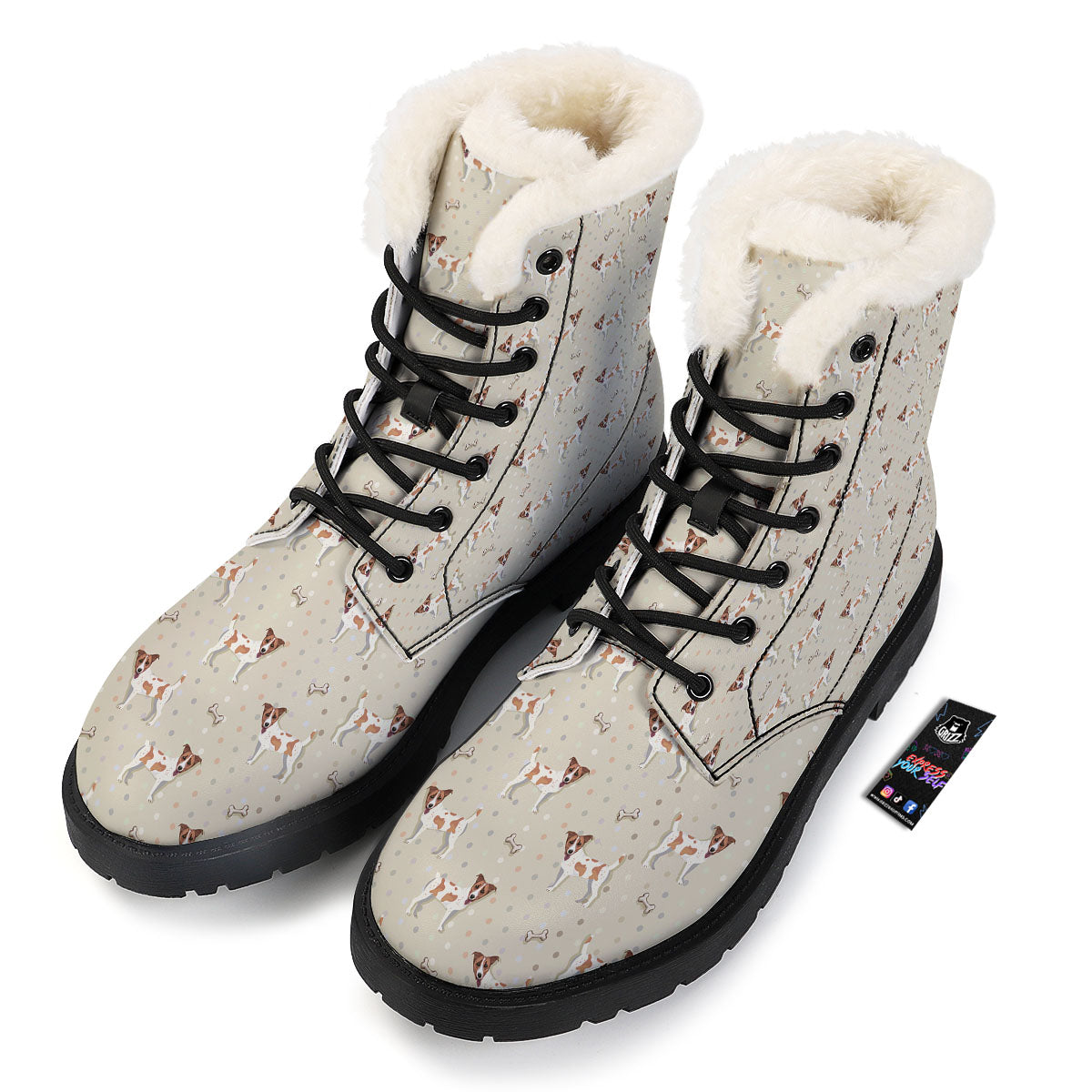 Jack Russell Terrier Polka Dot Print Pattern Winter Boots-grizzshop