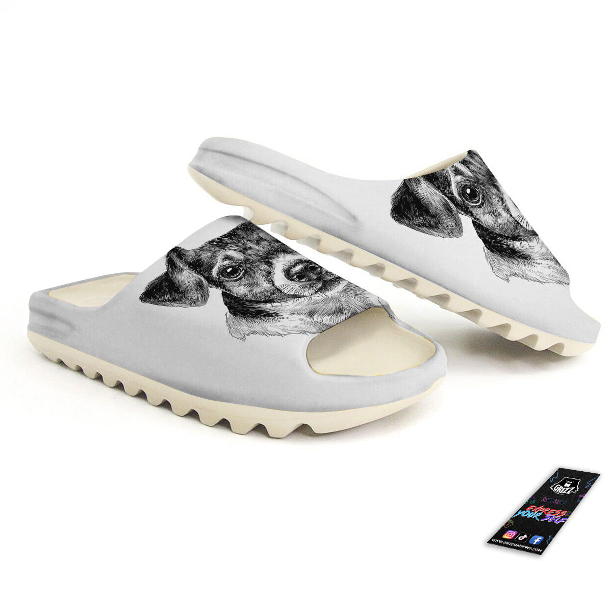 Jack Russell Terrier Drawing Print Sandals-grizzshop