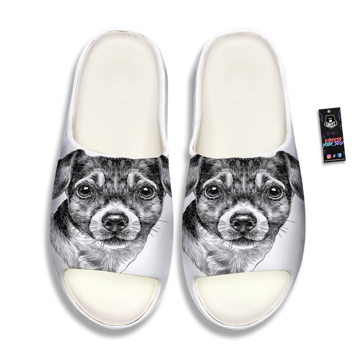 Jack Russell Terrier Drawing Print Sandals-grizzshop