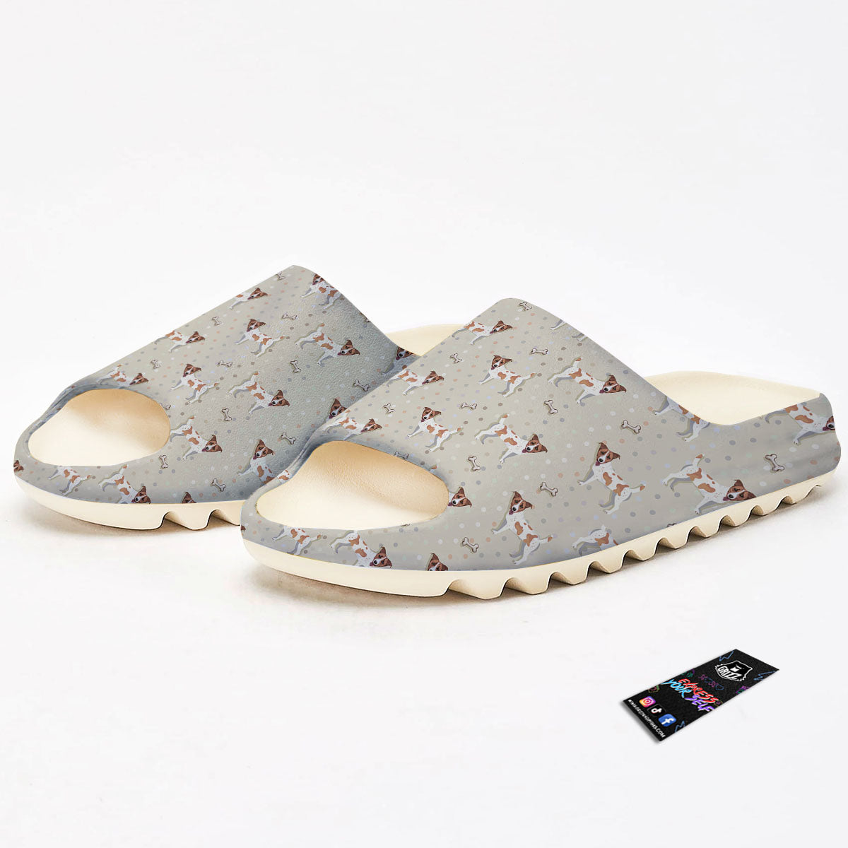 Jack Russell Terrier Polka Dot Print Pattern Sandals-grizzshop