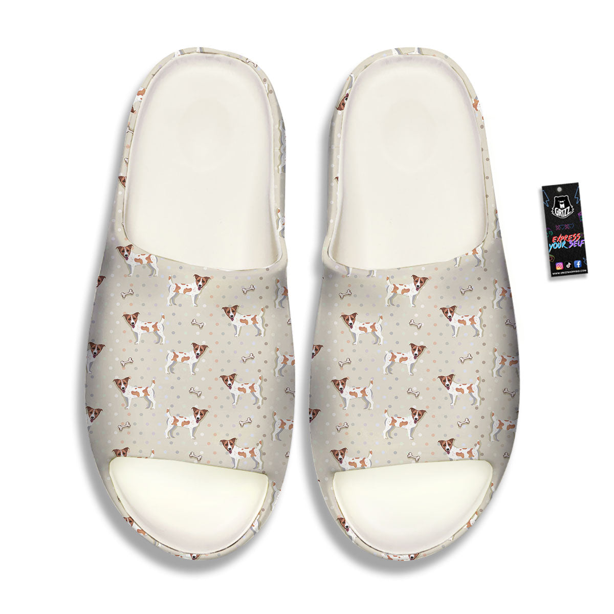 Jack Russell Terrier Polka Dot Print Pattern Sandals-grizzshop