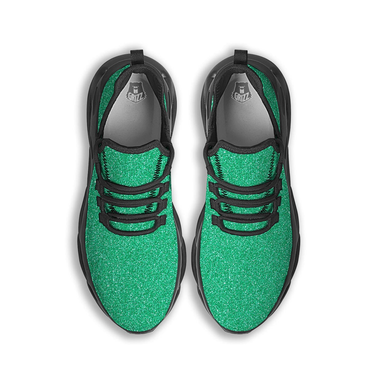 Jade Glitter Artwork Print Black Running Shoes-grizzshop