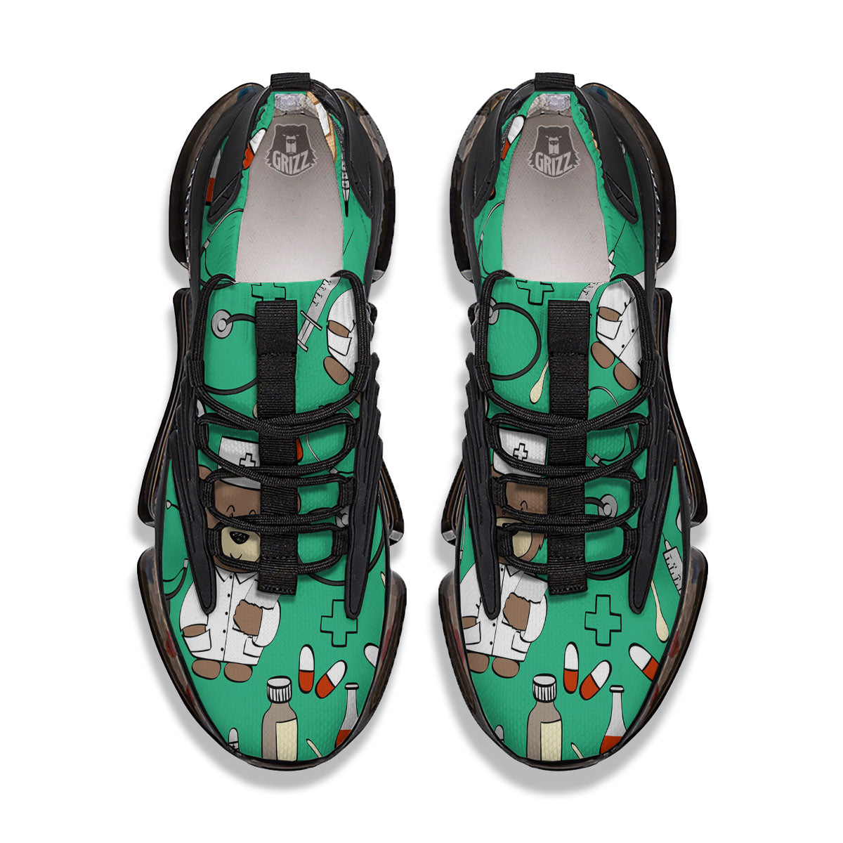 Jade Teddy Bear Nurse Black Gym Shoes-grizzshop