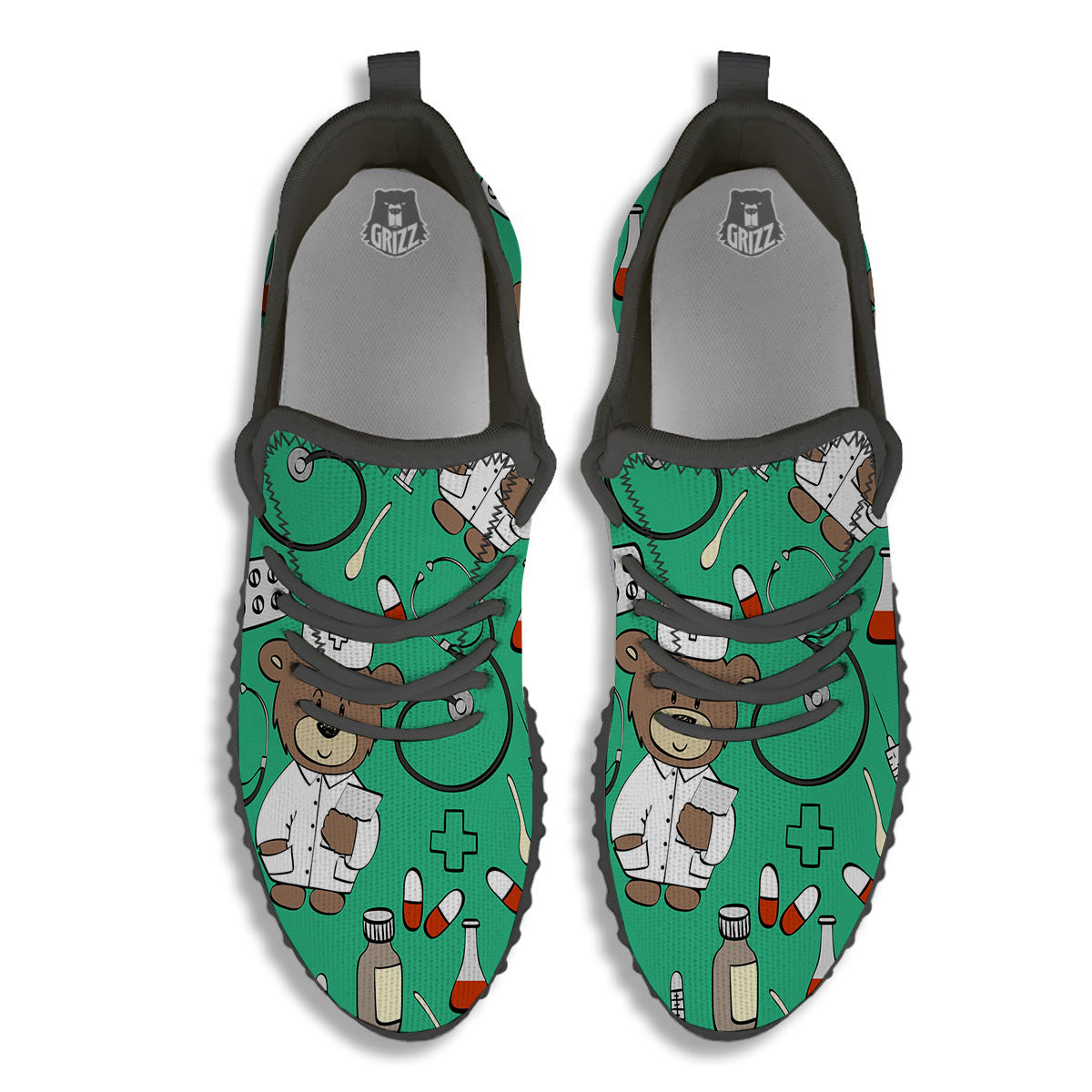 Jade Teddy Bear Nurse Black Walking Shoes-grizzshop