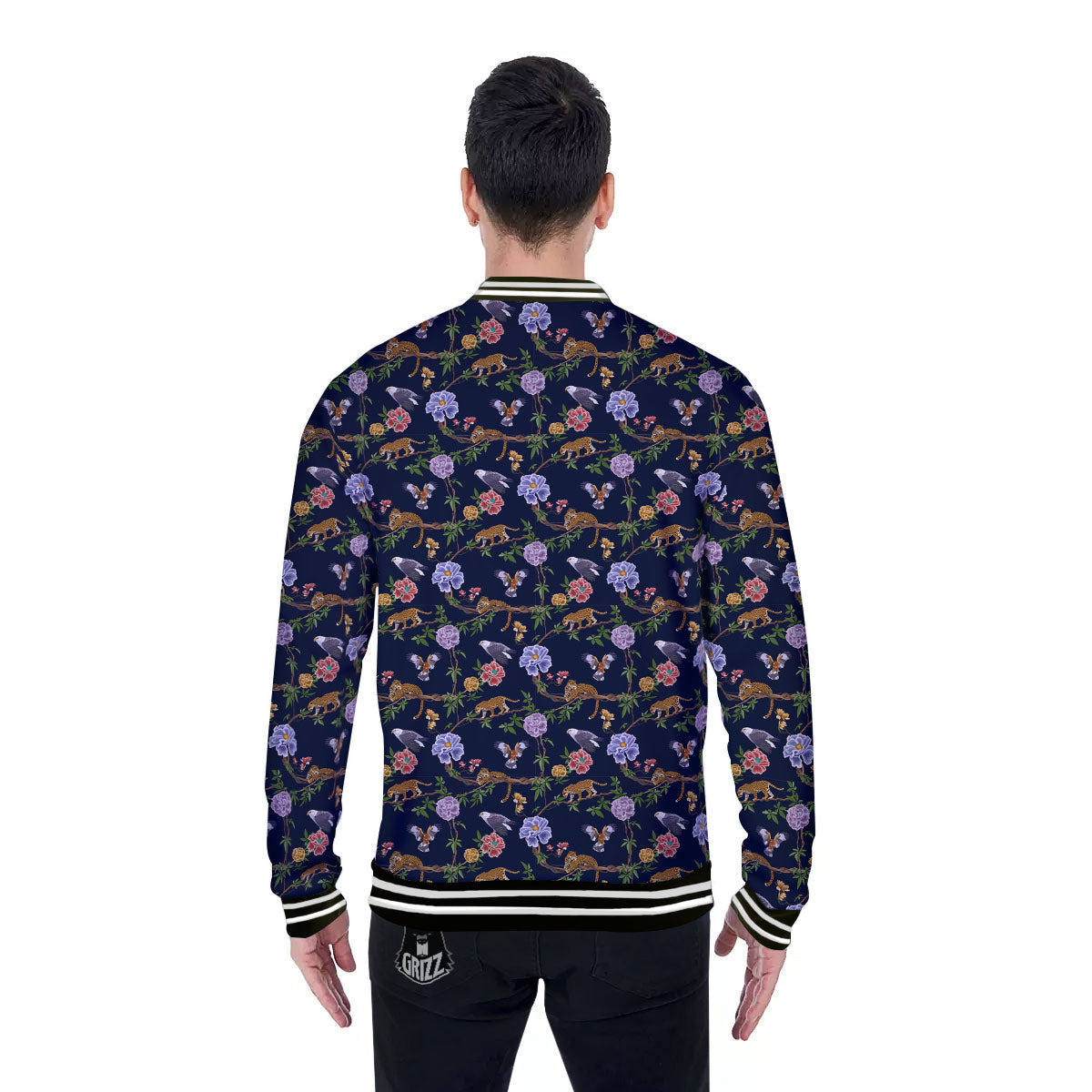 Jaguar And Eagle Print Pattern Baseball Jacket-grizzshop