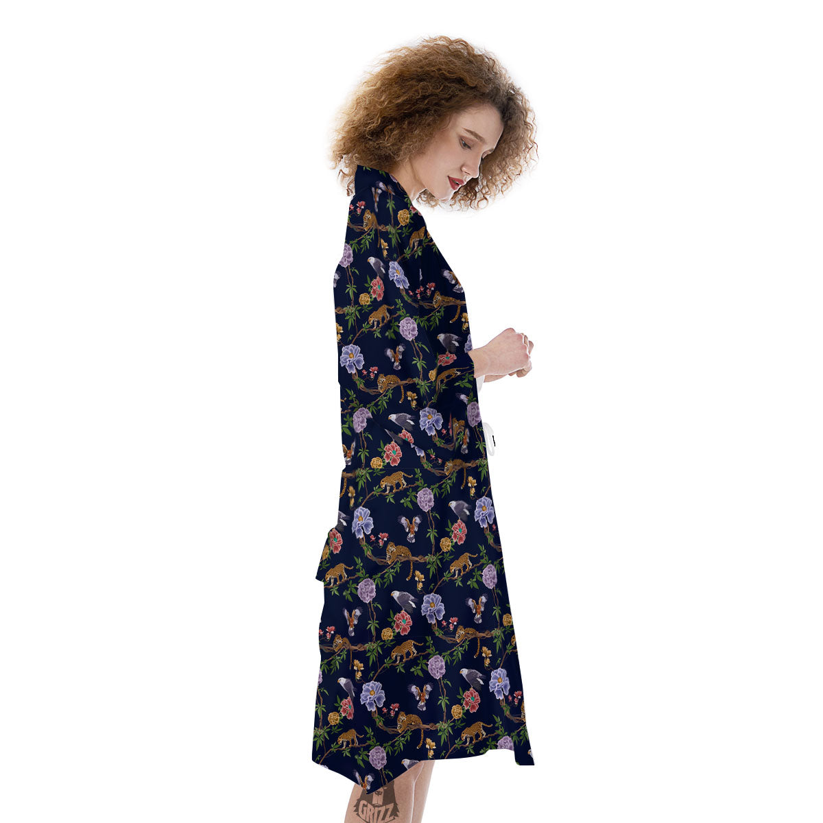 Jaguar And Eagle Print Pattern Kimono-grizzshop