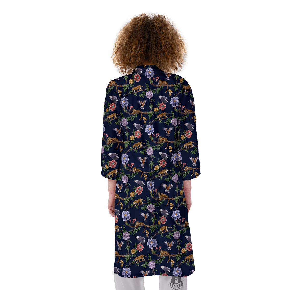 Jaguar And Eagle Print Pattern Kimono-grizzshop