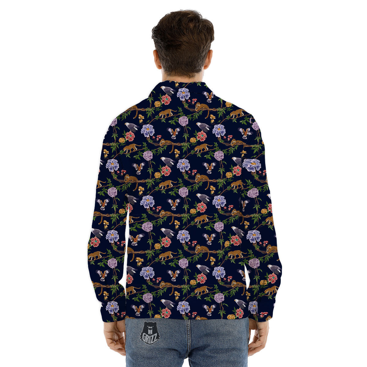Jaguar And Eagle Print Pattern Men's Dress Shirts-grizzshop