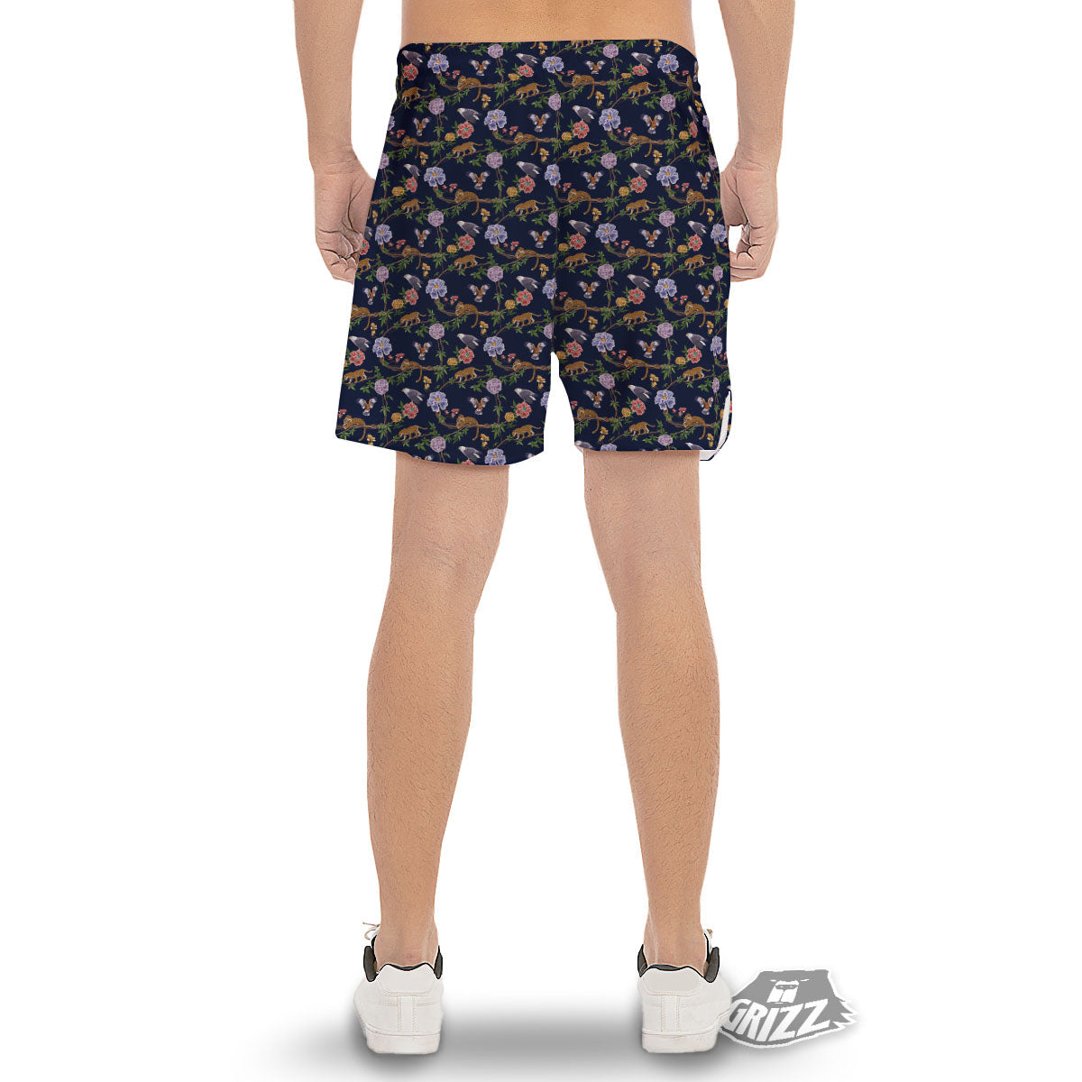 Jaguar And Eagle Print Pattern Men's Gym Shorts-grizzshop