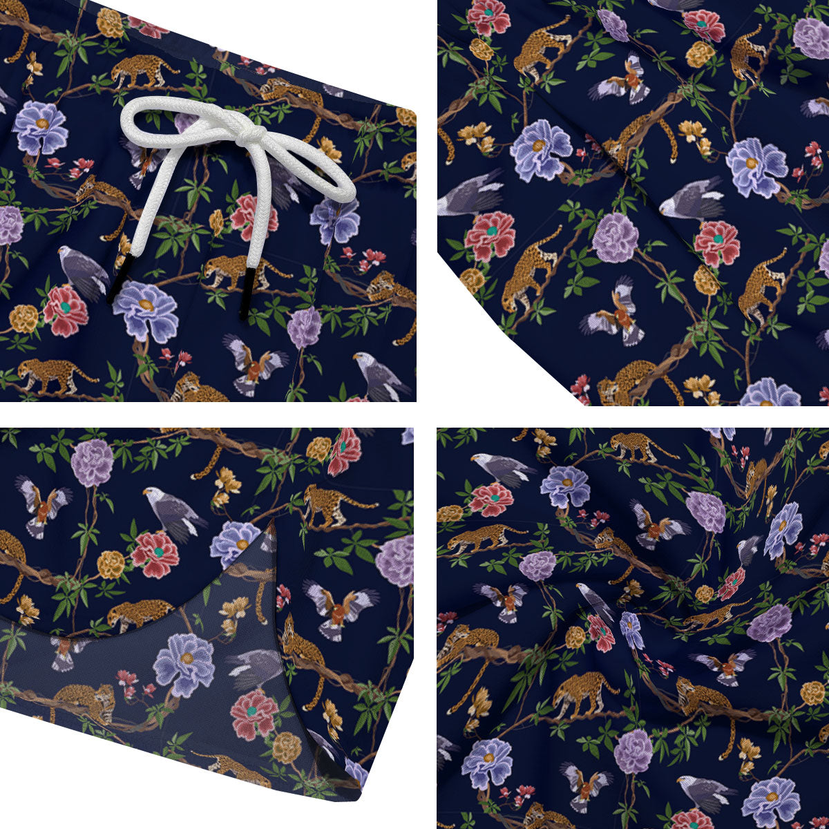 Jaguar And Eagle Print Pattern Men's Running Shorts-grizzshop