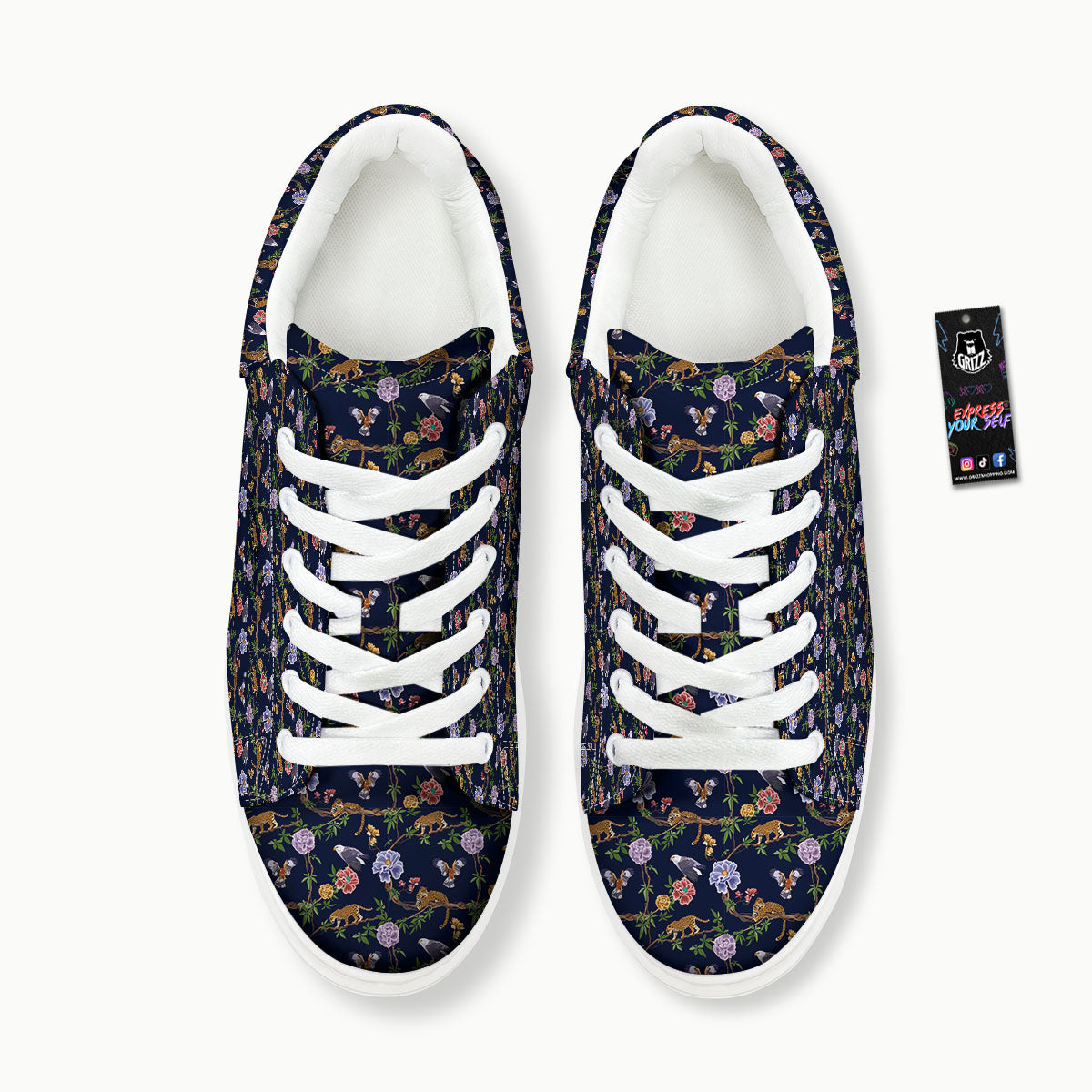 Jaguar And Eagle Print Pattern Platform Shoes-grizzshop
