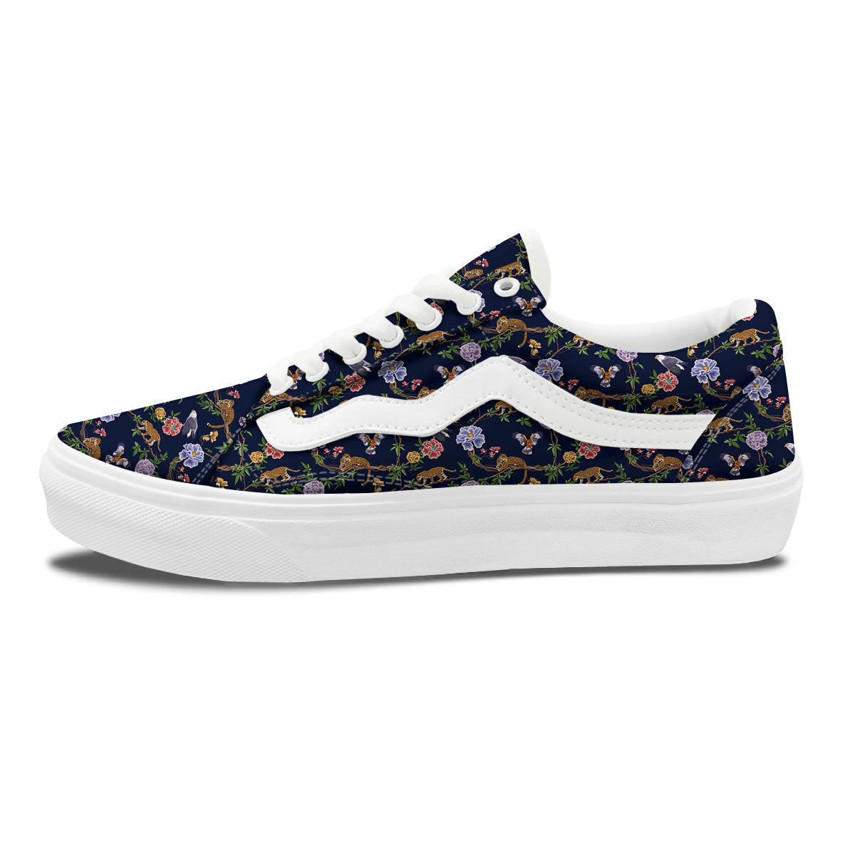 Jaguar And Eagle Print Pattern Skate Shoes-grizzshop