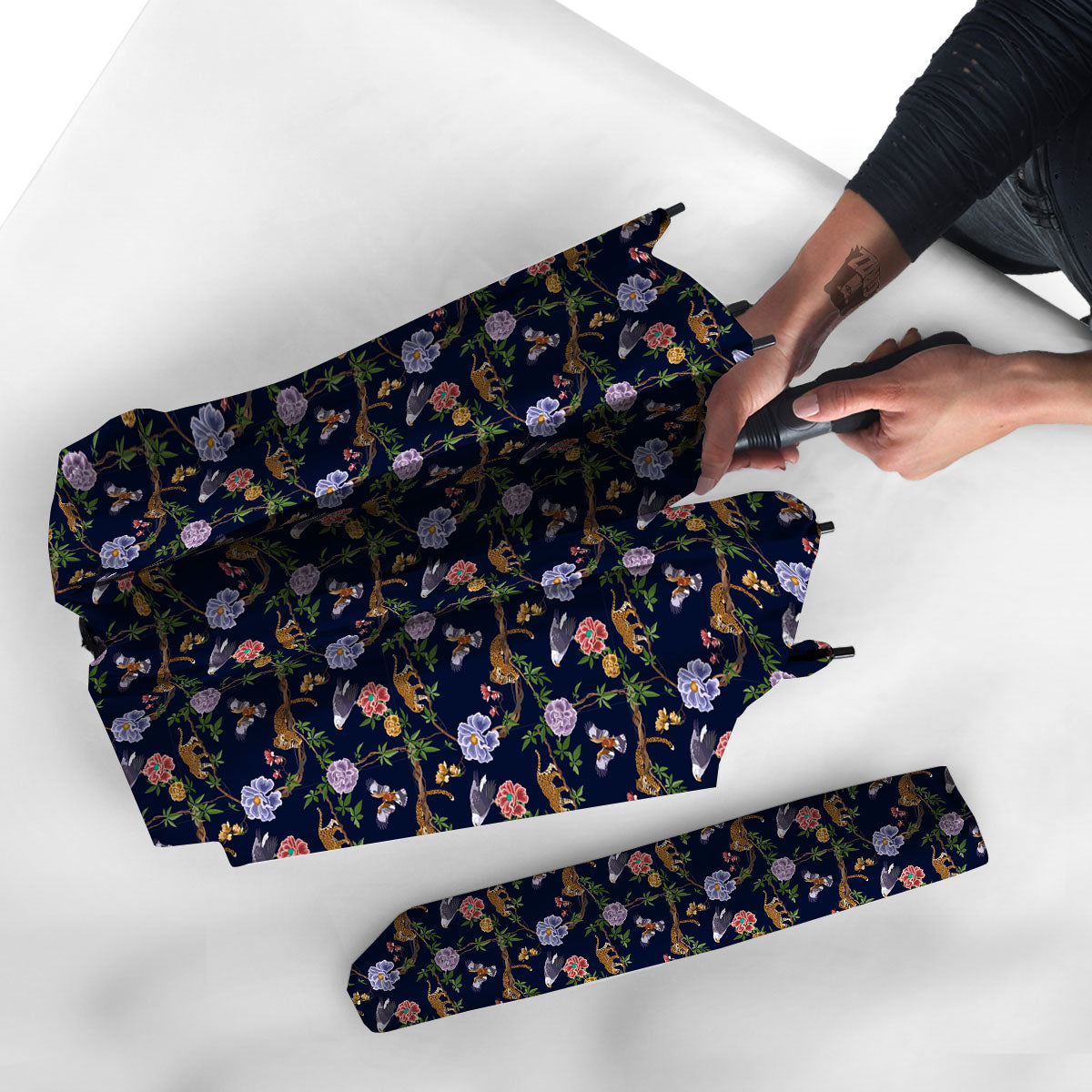 Jaguar And Eagle Print Pattern Umbrella-grizzshop