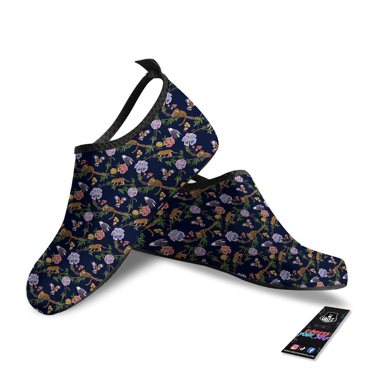 Jaguar And Eagle Print Pattern Water Shoes-grizzshop