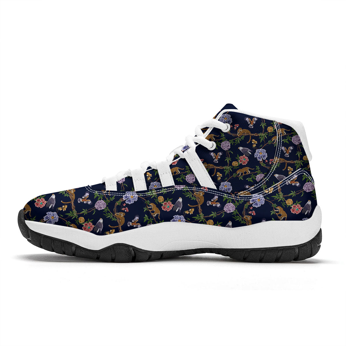 Jaguar And Eagle Print Pattern White Bball Shoes-grizzshop