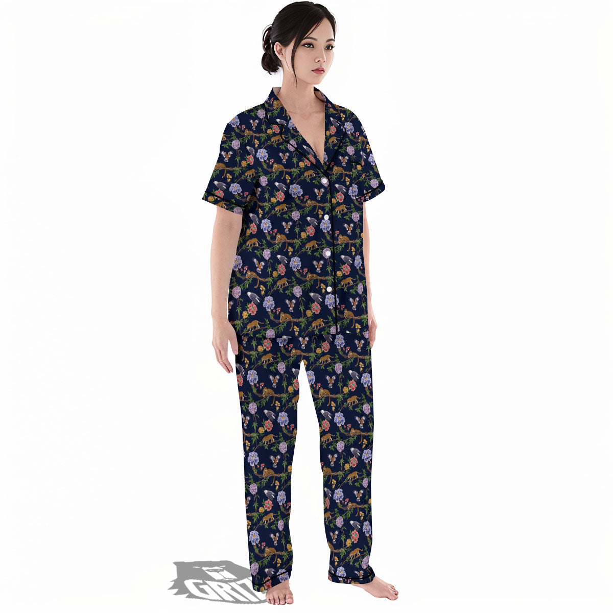 Jaguar And Eagle Print Pattern Women's Pajamas Set-grizzshop
