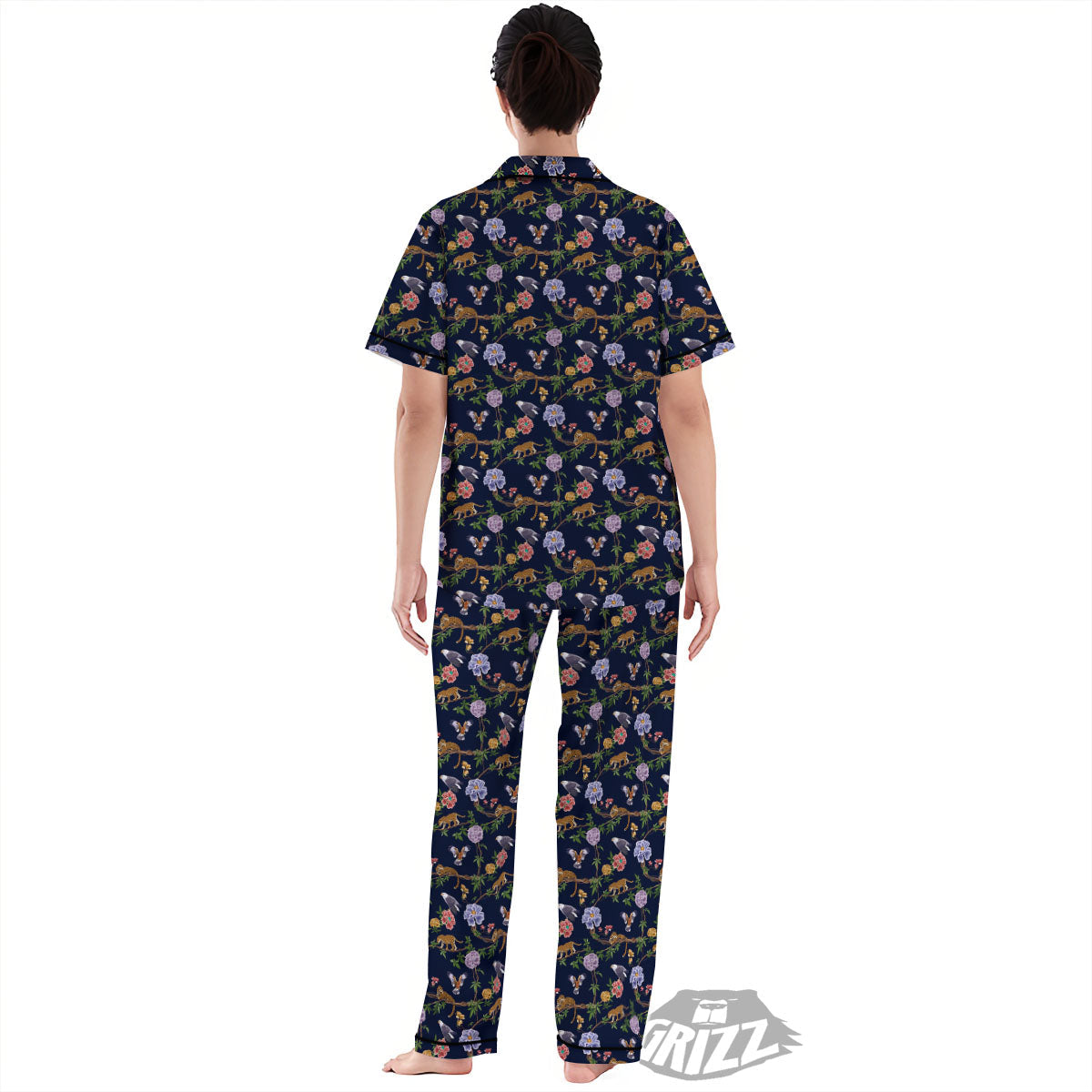 Jaguar And Eagle Print Pattern Women's Pajamas Set-grizzshop