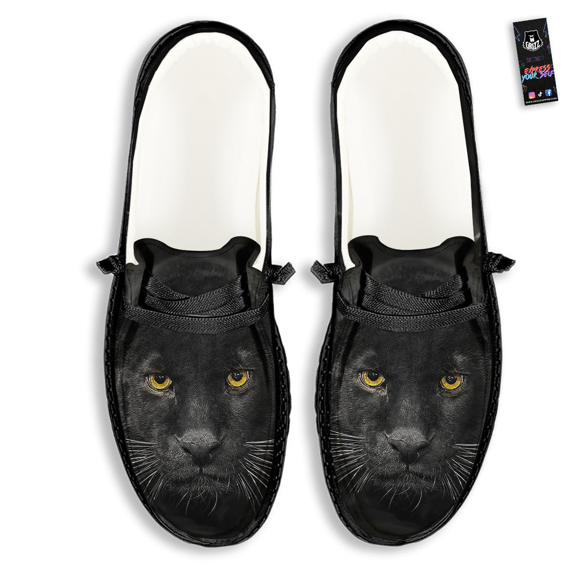 Jaguar Black Print Black Loafers-grizzshop