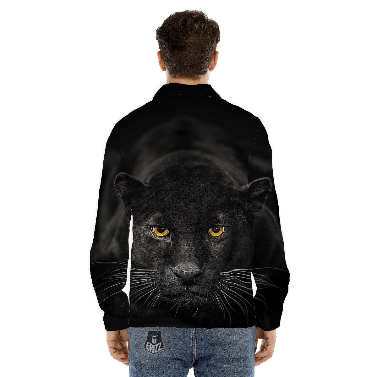 Jaguar Black Print Men's Dress Shirts-grizzshop