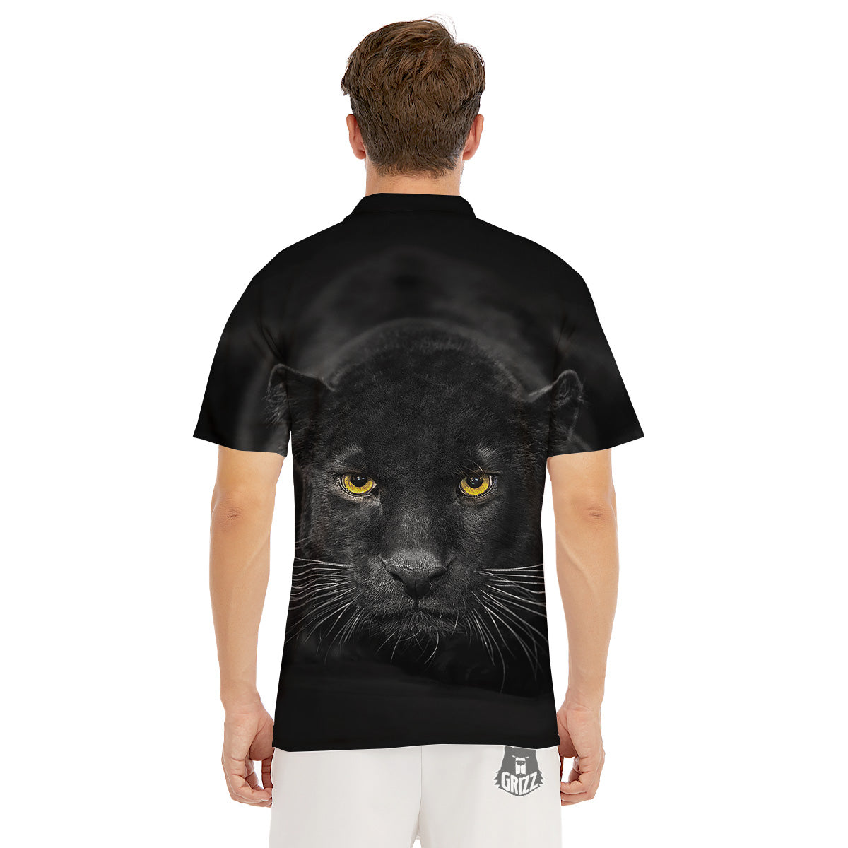 Jaguar Black Print Men's Golf Shirts-grizzshop