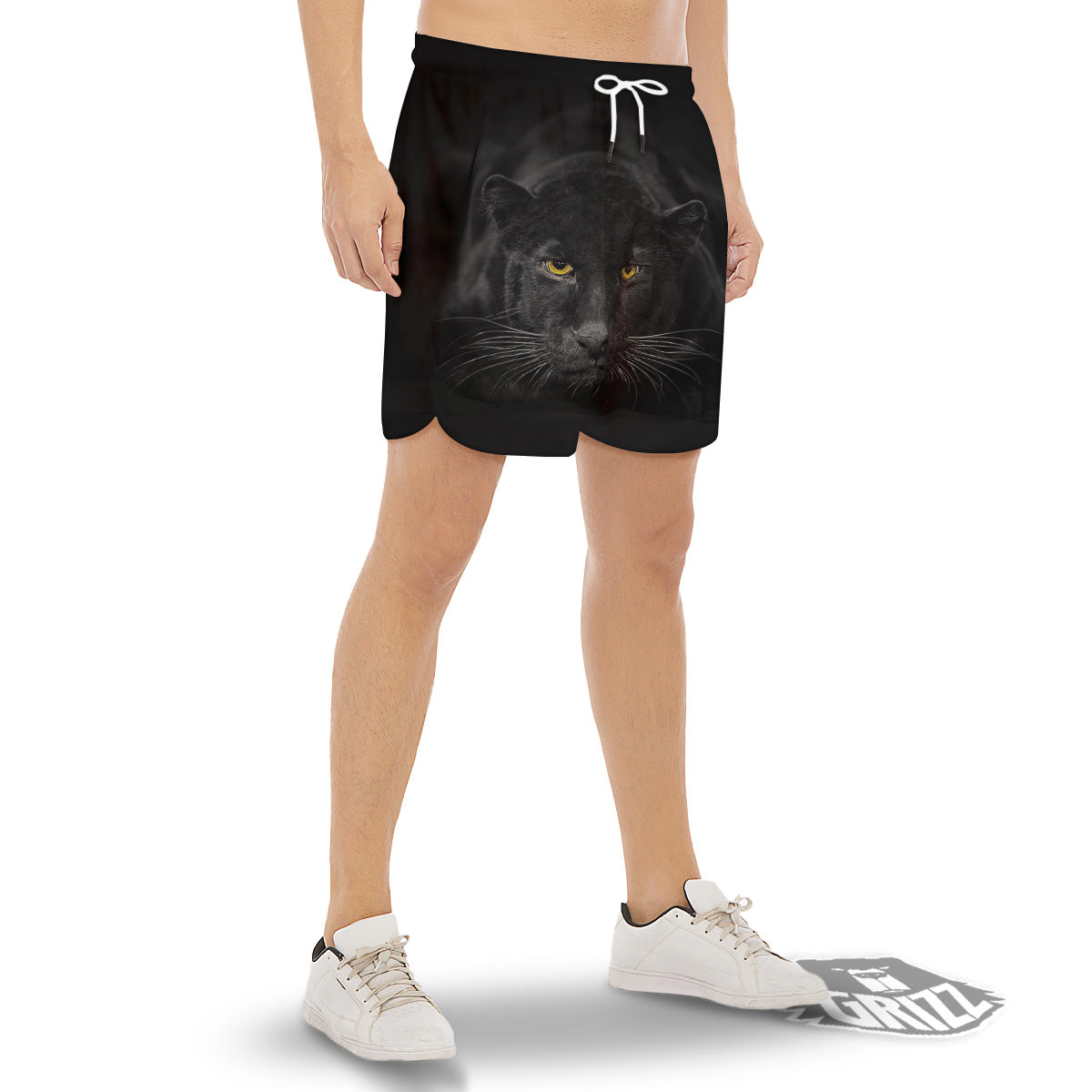 Jaguar Black Print Men's Gym Shorts-grizzshop