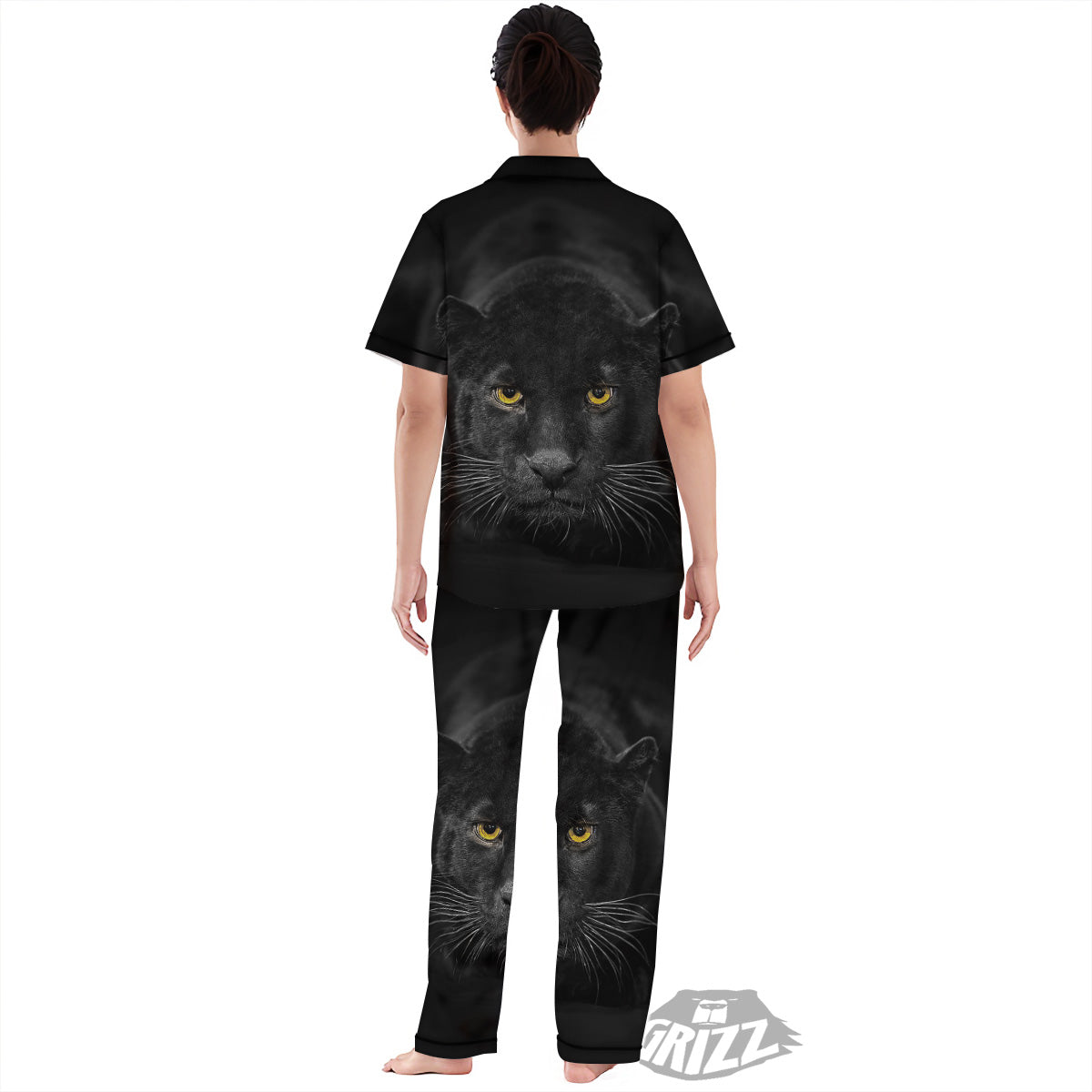 Jaguar Black Print Women's Pajamas Set-grizzshop