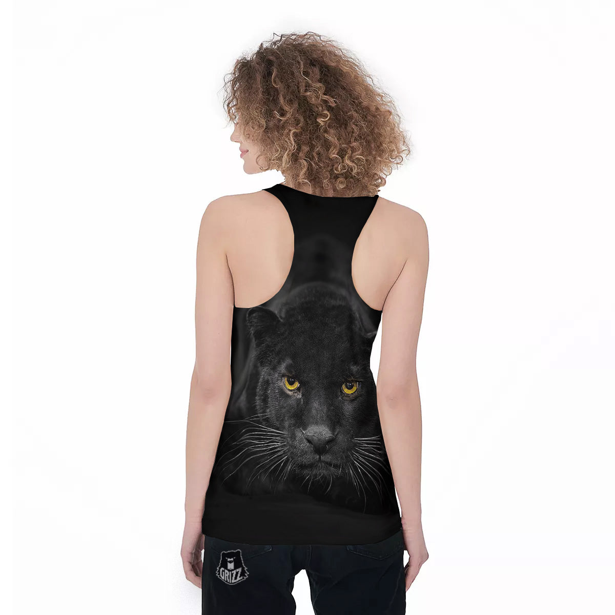 Jaguar Black Print Women's Racerback Tank Top-grizzshop