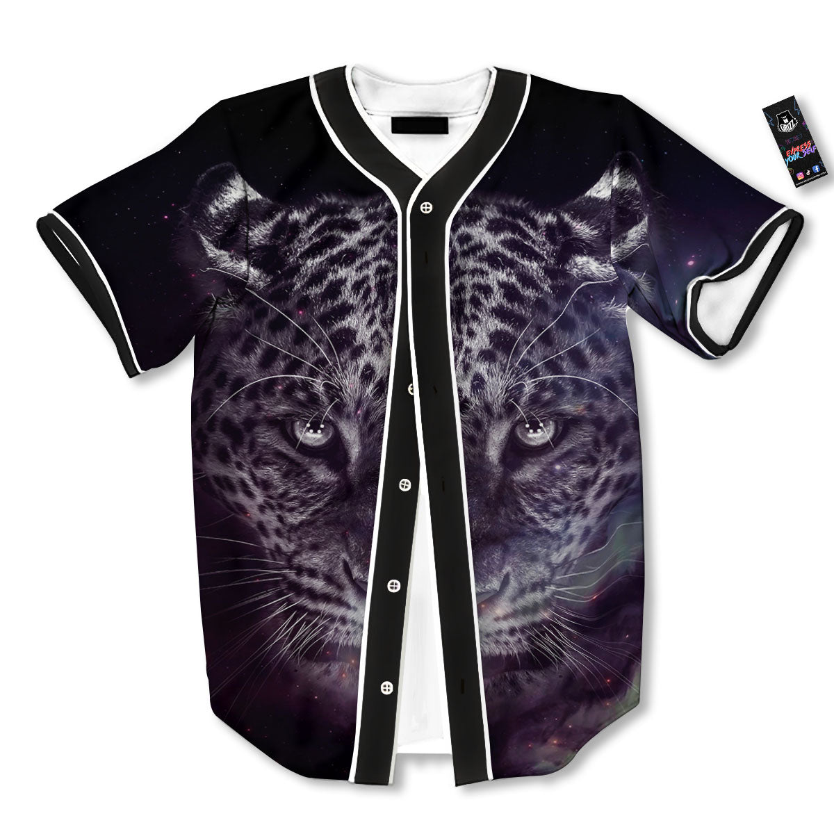 Jaguar Galaxy Print Baseball Jersey-grizzshop