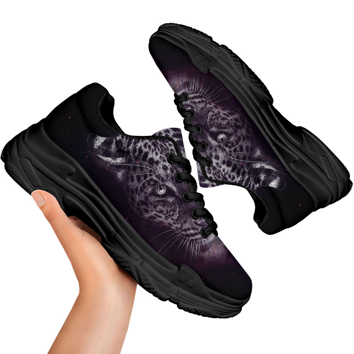 Jaguar Galaxy Print Black Chunky Shoes-grizzshop
