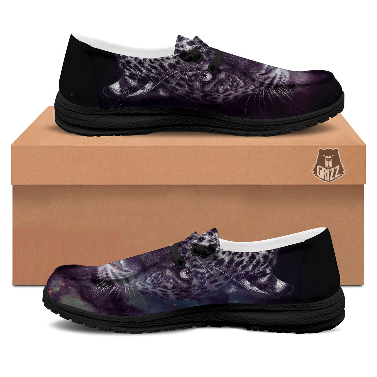 Jaguar Galaxy Print Black Loafers-grizzshop