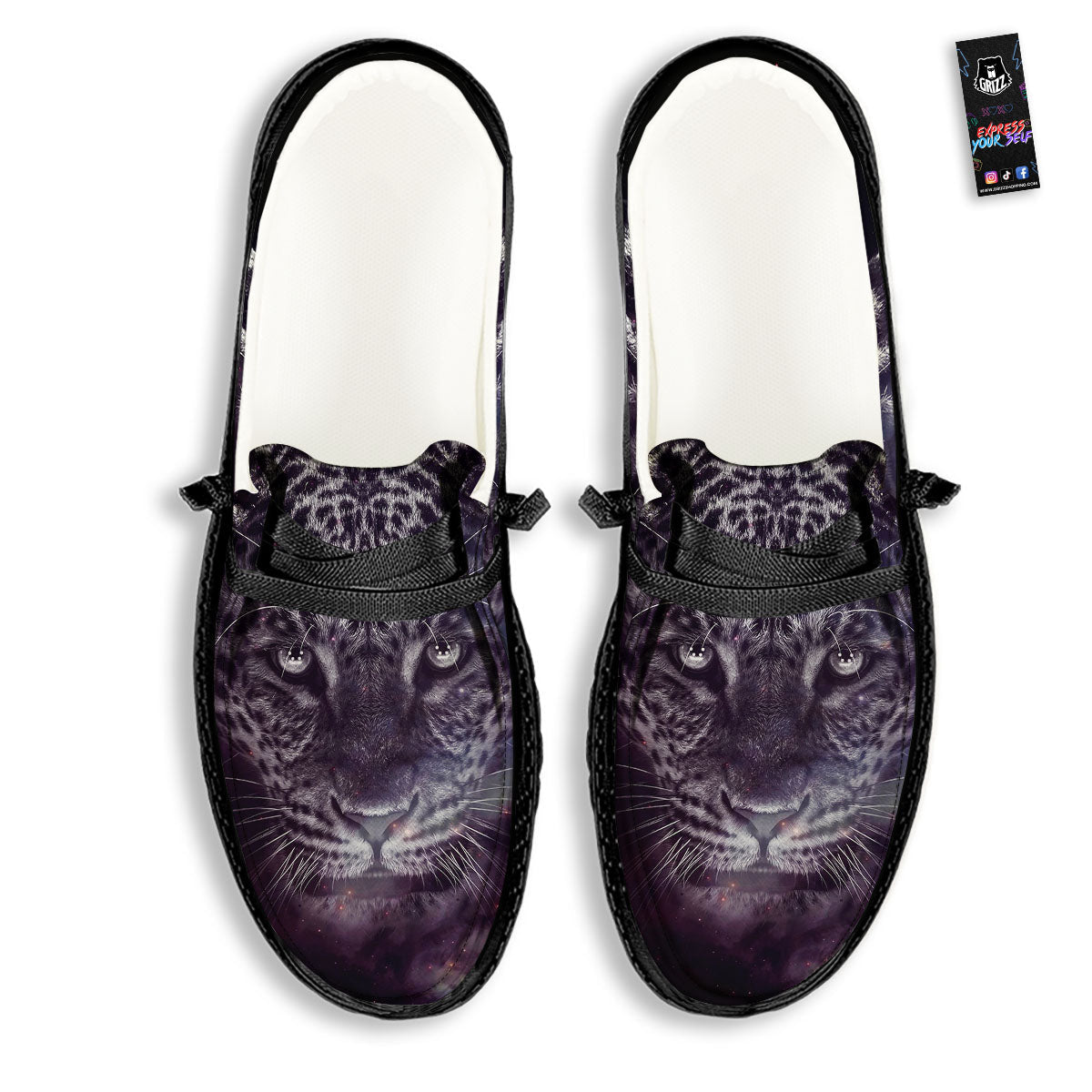 Jaguar Galaxy Print Black Loafers-grizzshop