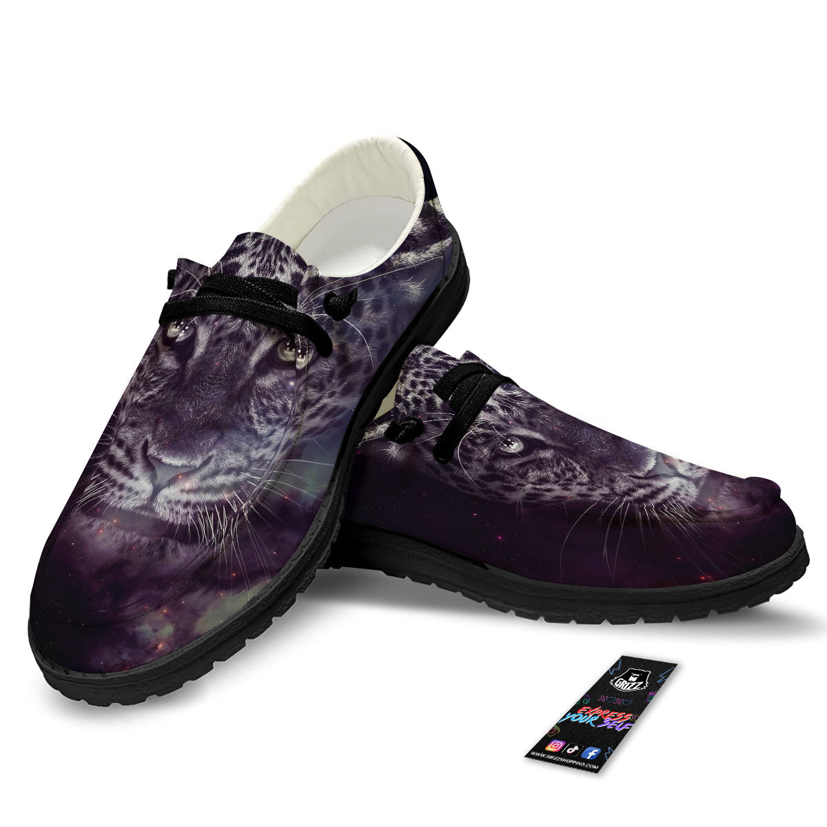 Jaguar Galaxy Print Black Loafers-grizzshop