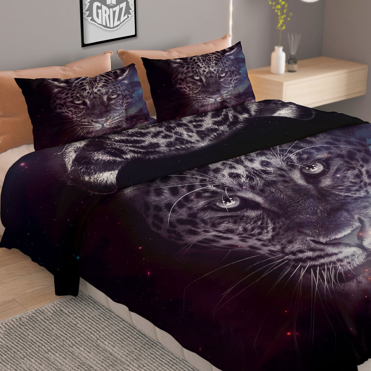 Jaguar Galaxy Print Duvet Cover Bedding Set