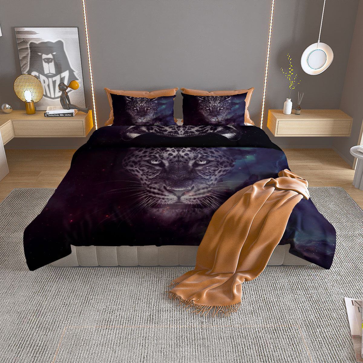 Jaguar Galaxy Print Duvet Cover Bedding Set