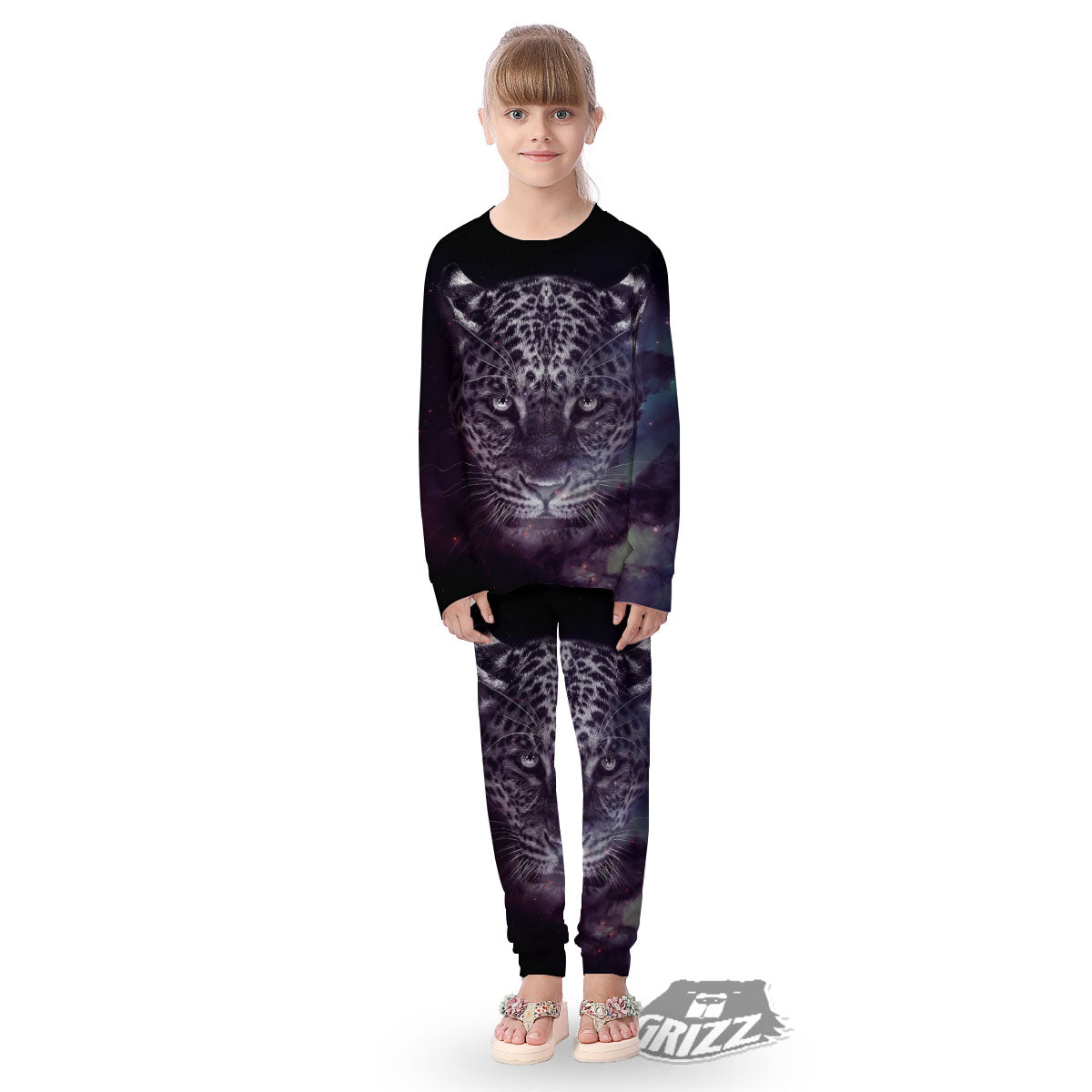 Jaguar Galaxy Print Kid's Pajamas-grizzshop