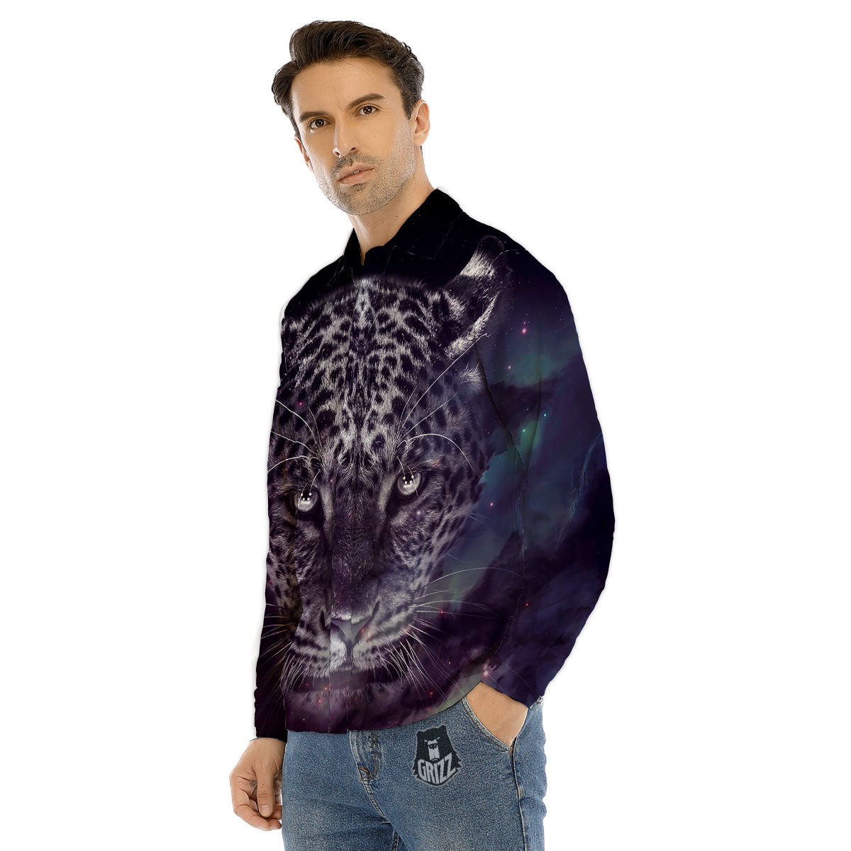Jaguar Galaxy Print Men's Dress Shirts-grizzshop