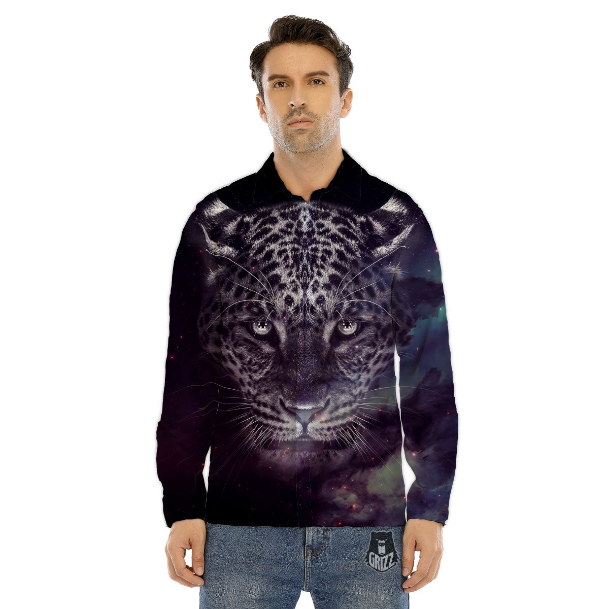 Jaguar Galaxy Print Men's Dress Shirts-grizzshop
