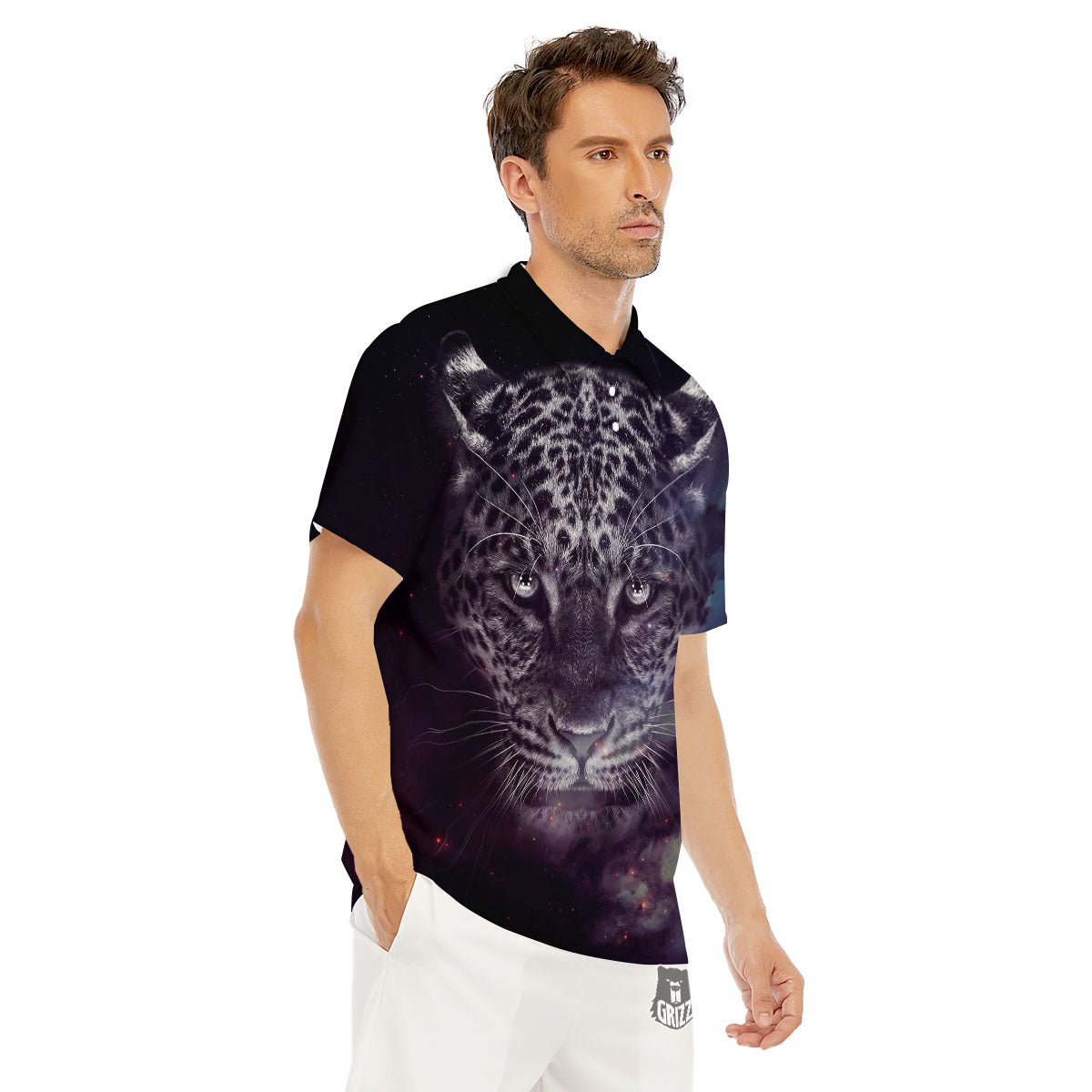 Jaguar Galaxy Print Men's Golf Shirts-grizzshop