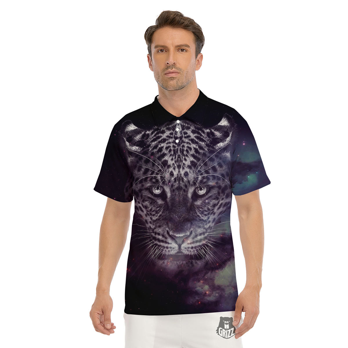 Jaguar Galaxy Print Men's Golf Shirts-grizzshop
