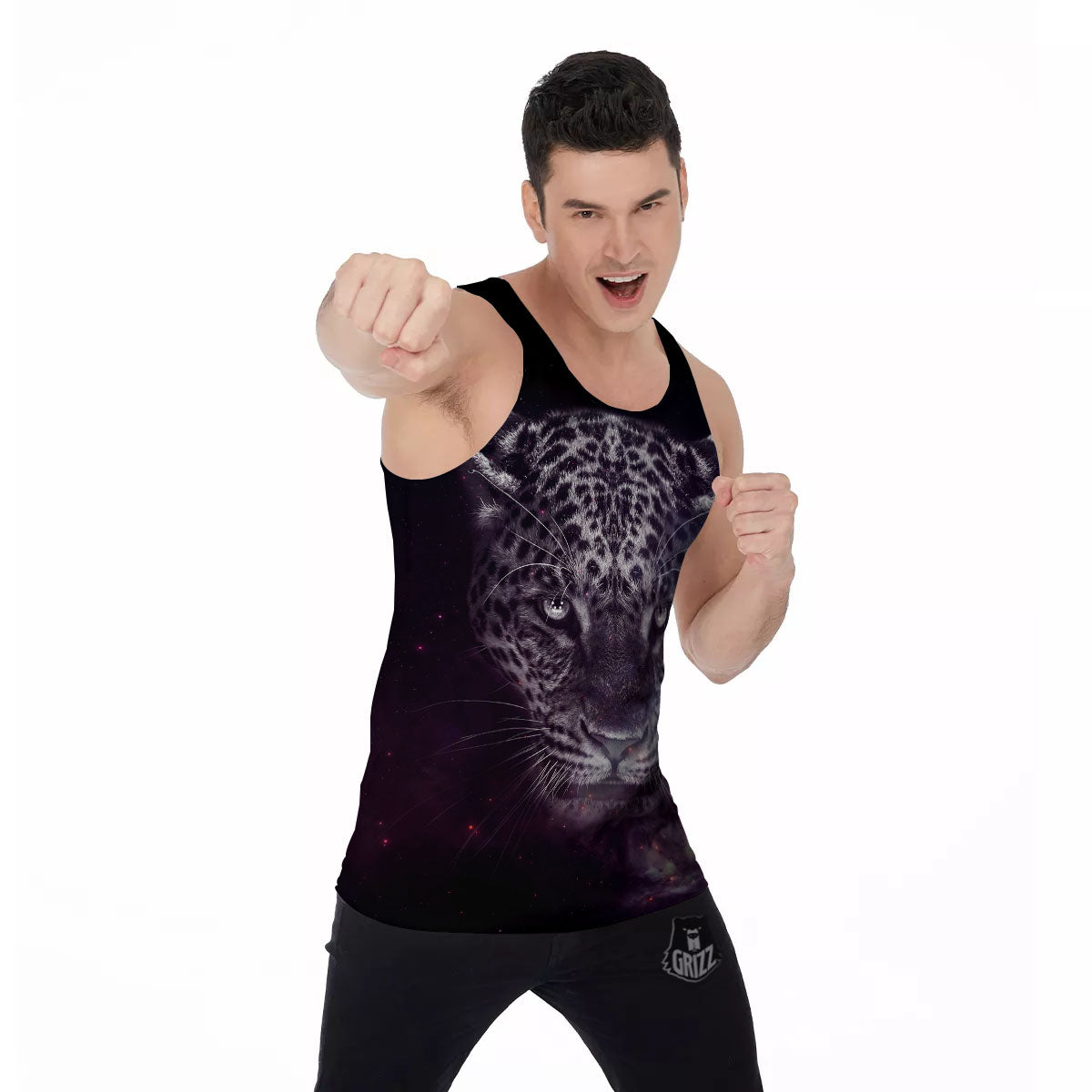 Jaguar Galaxy Print Men's Tank Top-grizzshop