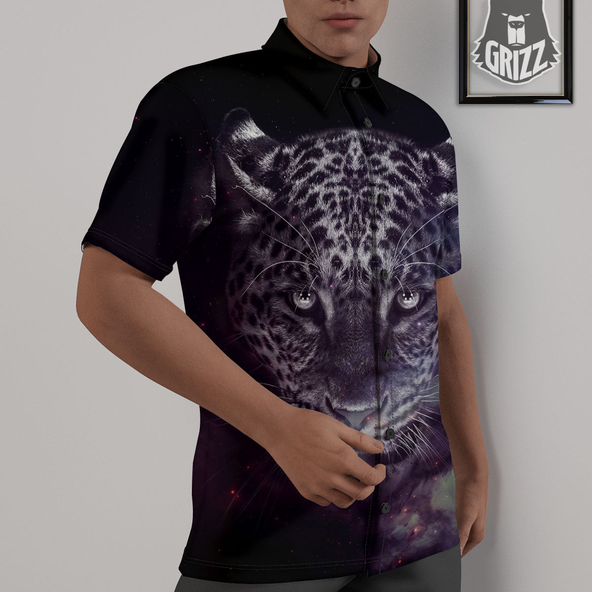 Jaguar Galaxy Print Untucked Shirts-grizzshop