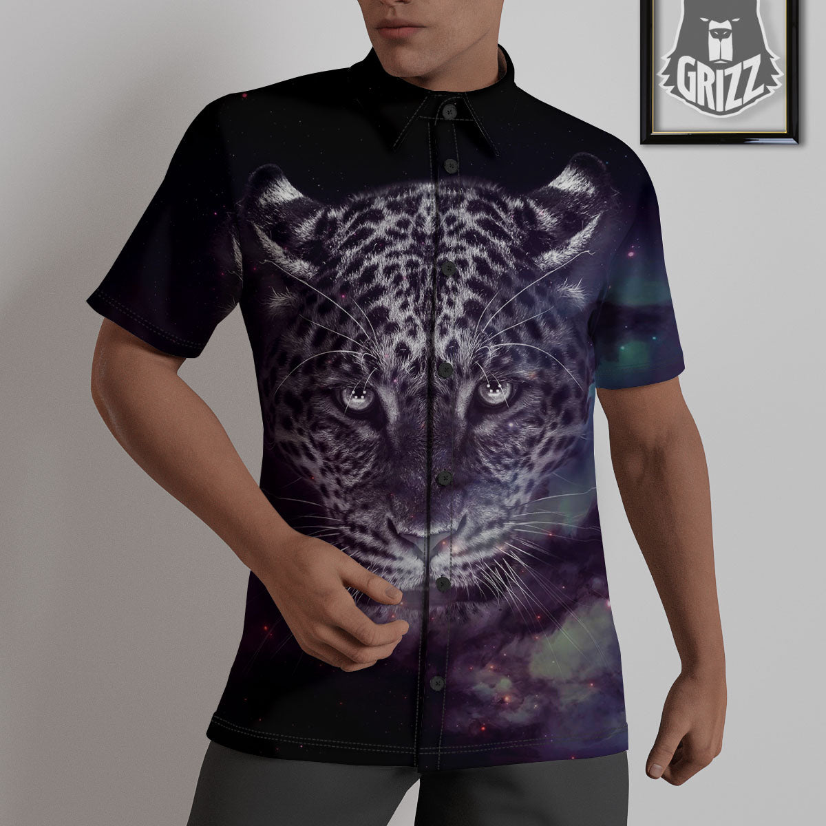 Jaguar Galaxy Print Untucked Shirts-grizzshop
