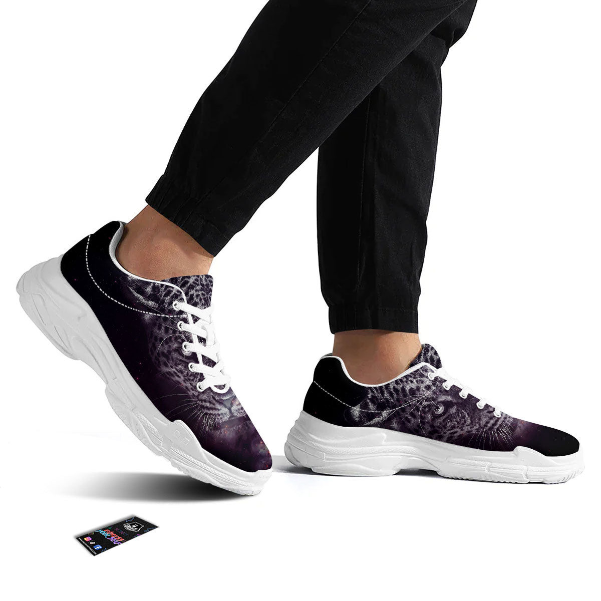 Jaguar Galaxy Print White Chunky Shoes-grizzshop