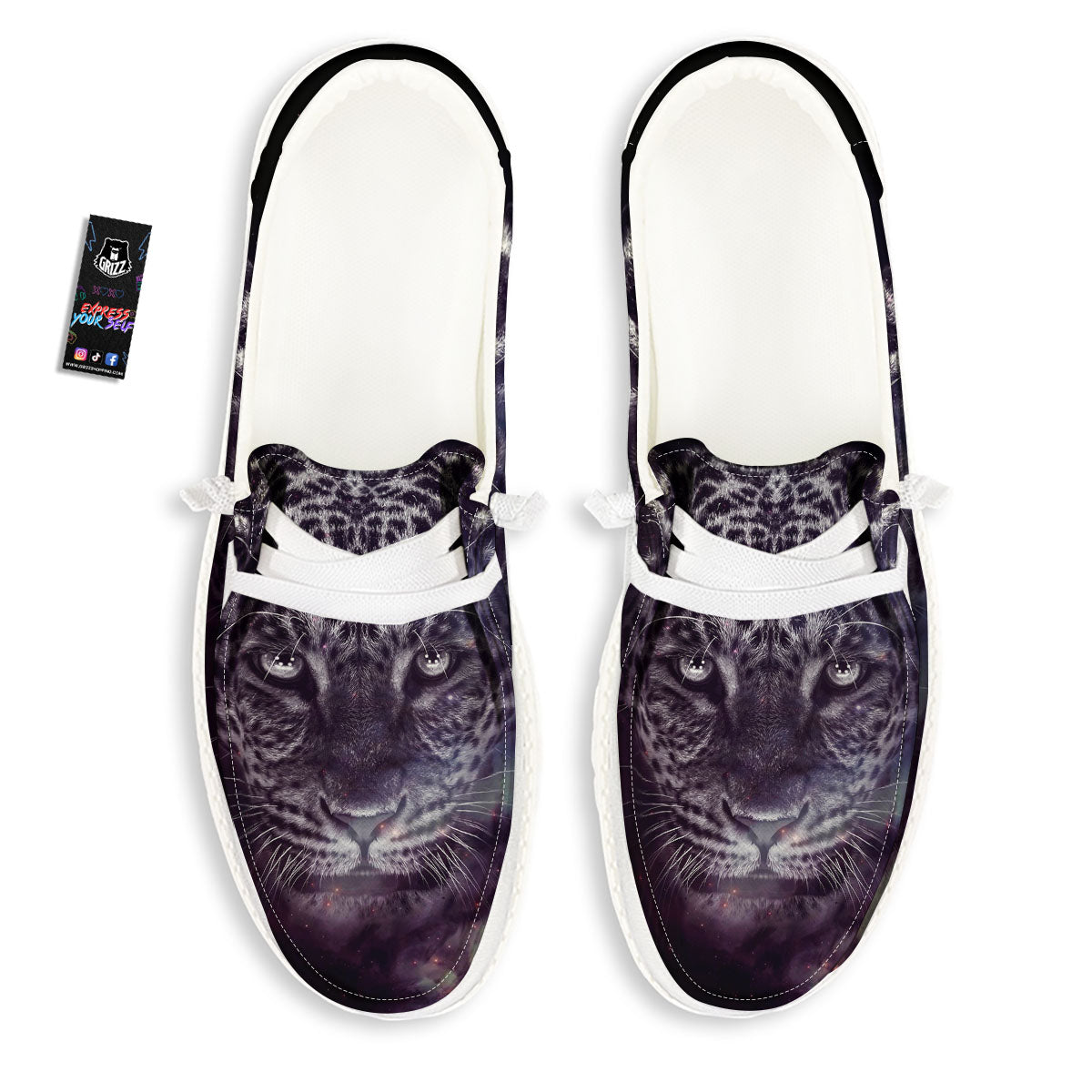 Jaguar Galaxy Print White Loafers-grizzshop