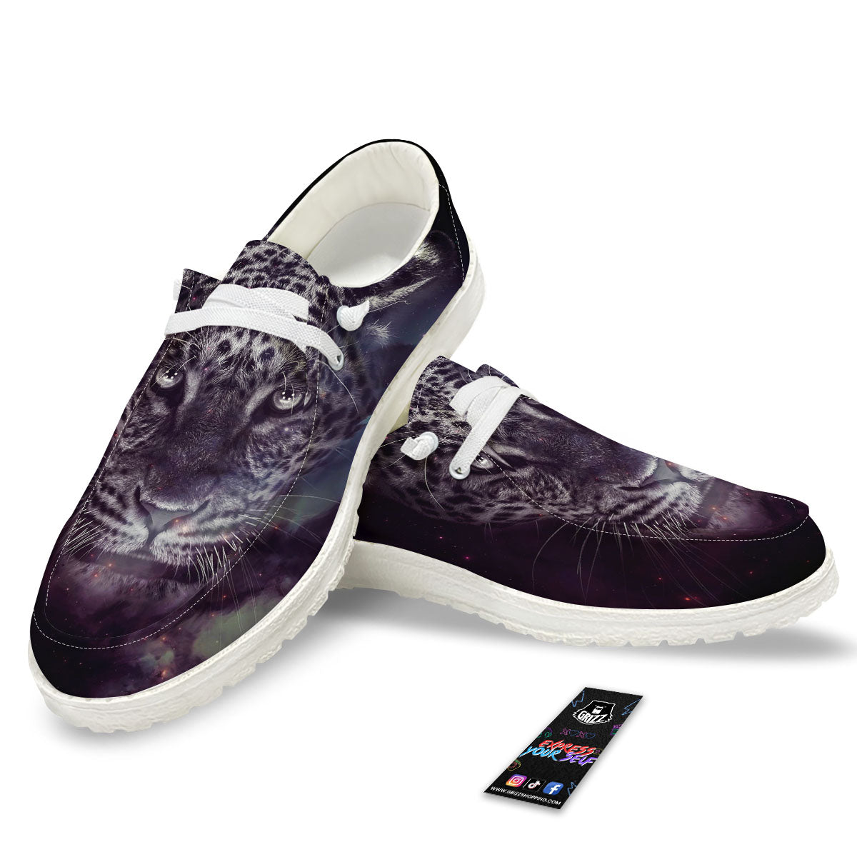 Jaguar Galaxy Print White Loafers-grizzshop