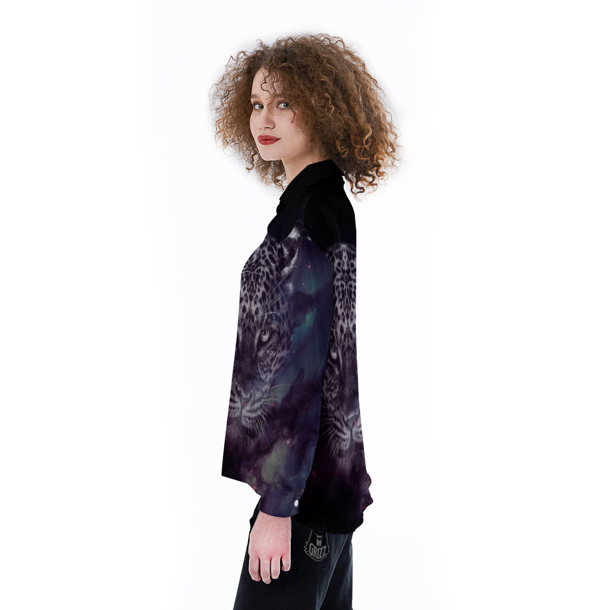 Jaguar Galaxy Print Women's Long Sleeve Shirts-grizzshop