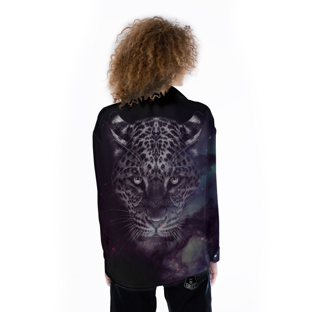 Jaguar Galaxy Print Women's Long Sleeve Shirts-grizzshop